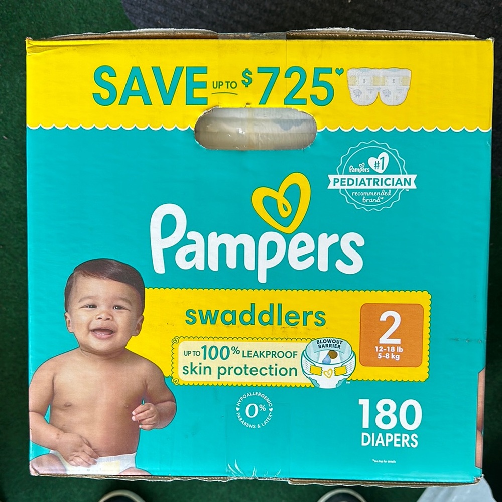 Swaddlers Diapers - Size 2, 180 Count, Blue